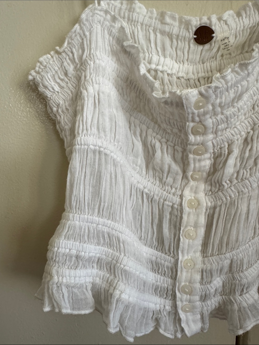 White Button-Front Ruffled Cami Top - Picture 3 of 4